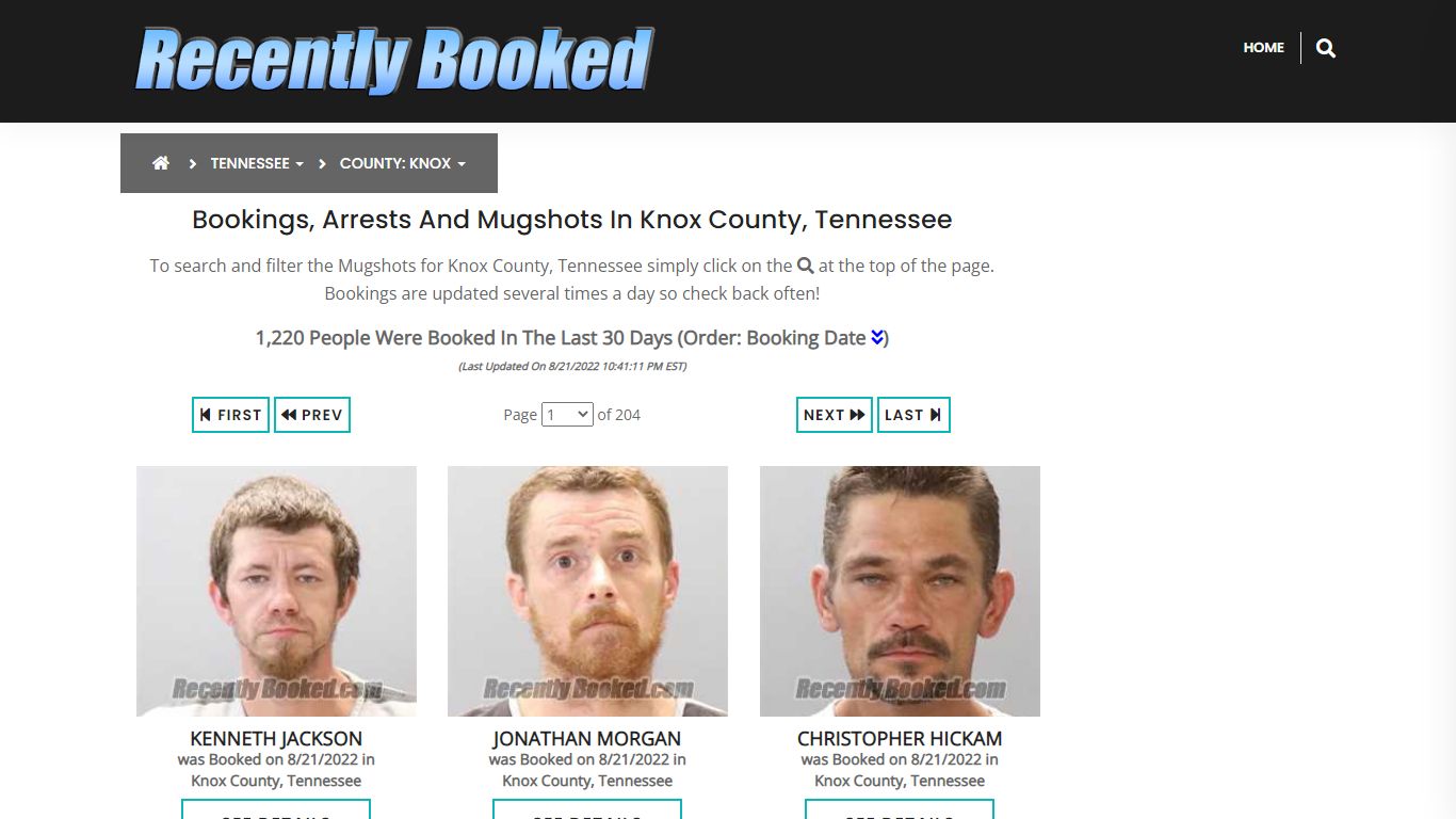 Recent bookings, Arrests, Mugshots in Knox County, Tennessee